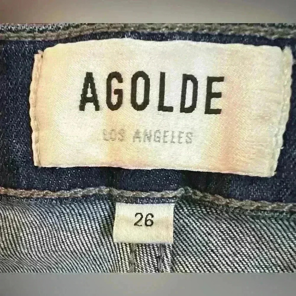 AGOLDE Sophie High Rise Skinny Crop with Raw Hem in Dark Blue Wash - Picture 9 of 12